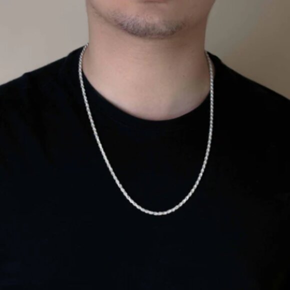 925 SILVER DIAMOND CUT ROPE CHAIN 3.7MM 22 INCHES